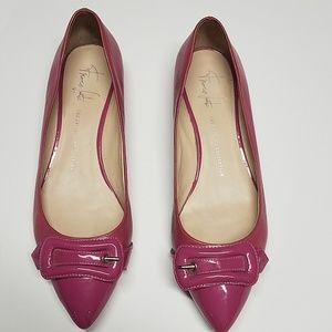 Franco Sarto pink pointed toe wedge leather flats